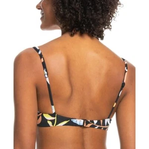 Roxy Womens Floral V-Neck Bikini Swim top Black S - Picture 1 of 2