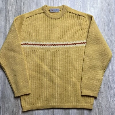 Suéter tejido a rayas amarillas vintage Obermeyer para mujer 100 % lana Foto 1 de 4