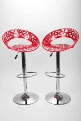 Barhocker Barstuhl Designstuhl Barsessel 2 Stück rot chrom point-home - Bild 1 von 3