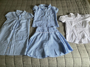 Girls school uniform dress skirt bundle blue gingham size 10-11y NEXT Debenhams