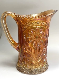 Hermosa Jarra Mayflower Caléndula Carnaval Vidrio Imperial Pesado Marcado 48oz - Imagen 1 de 24