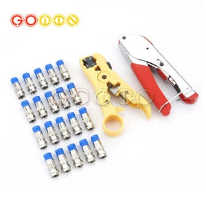 Koaxial Kompression F Stecker Abisolierer und Crimper Werkzeug Kit für RG6 RG59 - Bild 1 von 13