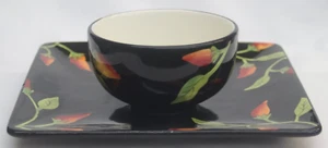 Set of 2 Clay Art Jalapeno Salad Plates and 2 Cereal Fruit Bowls Dishwasher Safe - Picture 1 of 7