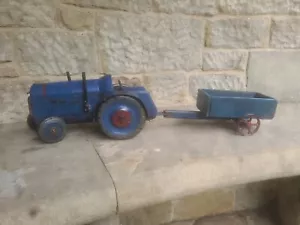 Tractor y remolque de juguete de madera vintage - Imagen 1 de 12