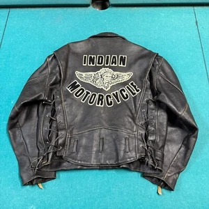 Vintage 90s Indian Motorcycle Black Leather Riding Jacket 2XL Archive Hells Angels - Bild 1 von 16