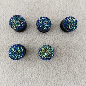 TEAL BLUE Faux Druzy Shoe Charms for Shoes Wristband Set of 5 Luxury Sparkle Lot - Picture 1 of 7