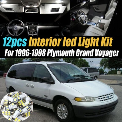 Kit de lâmpada branca LED interior de carro 12 peças para 1996-1998 Plymouth Grand Voyager - Imagem 1 de 4