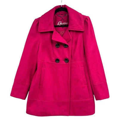 Abrigo de Colección Guess Lana Doble Pecho Rosa Guisante Mujer XL Preppy Barbie Carrera Y2K Foto 1 de 4