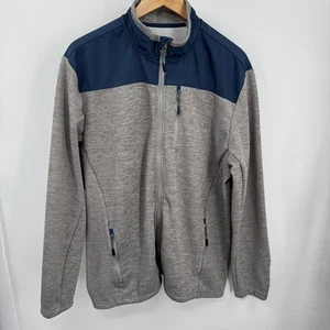 Orvis Jacket Mens L Gray Blue Full Zip Fleece Nylon Yoke Pockets Outdoor Active - Picture 1 of 10