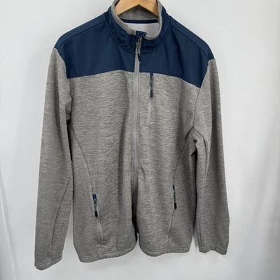 Orvis Jacket Mens L Gray Blue Full Zip Fleece Nylon Yoke Pockets Outdoor Active - Image 1 of 4