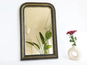 French Antique Louis Philippe Wooden Arched Mirror, Carved Giltwood Wall Mirror - Picture 1 of 10