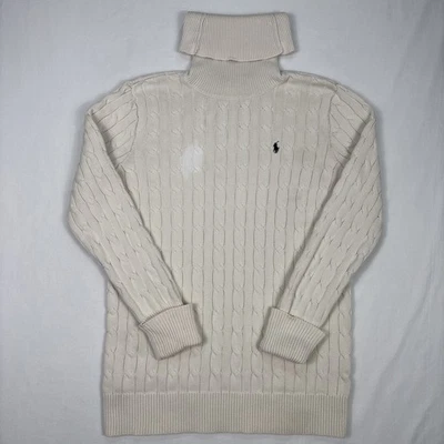 Suéter deportivo vintage Ralph Lauren cuello alto para mujer L beige tejido con cable pescador Foto 1 de 4