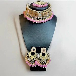 Indian Jewelry Bollywood Gold Plated Kundan Choker Necklace Bridal Set - Picture 1 of 3