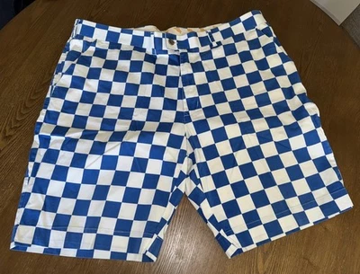 Pantalones Cortos LOUDMOUTH Para Hombres 44/9.5" Azul Blanco Cuadros Golf Preppy Chino Foto 1 de 4