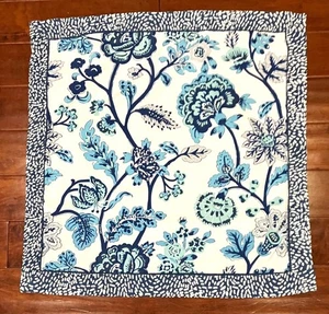Grandin Road moderno blu paisley floreale euro finta cotone 26" x 26" - Foto 1 di 3