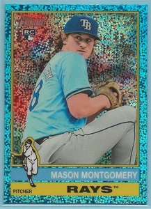 2025 Topps Heritage Mason Montgomery (RC) #296 Chrome Light Blue Sparkle Rays - Bild 1 von 2