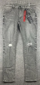 Reason Jeans Mens Size 36x34 Distress Slim Fit Denim Black New With Tags - Picture 1 of 22