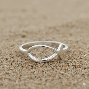Sterling Silver Ichthys Fish Rings Religious Christia Faith Jewelry Gifts Womens - Picture 1 of 6