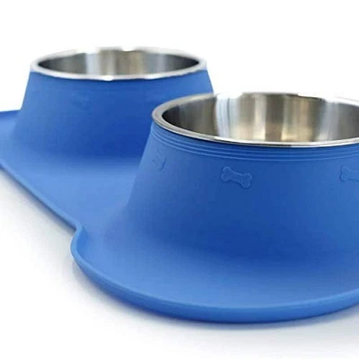 不锈钢碗带硅胶底座狗猫宠物食品和水 — 第 1/4 张图片