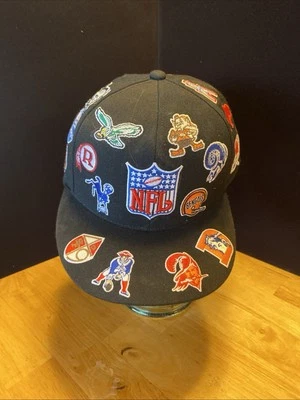 De colección Reebok NFL Negro Parche Completo Equipo Deportivo Sombrero Plano Talla 8 Raro Foto 1 de 4