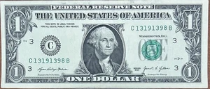 Series 2021 $1 FRN ~ C13191398B FLIPPER Serial Number - Picture 1 of 2