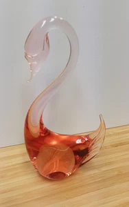 Vintage Murano Schwan Kunst Glas Sommerso 7" orange/klar - Bild 1 von 5