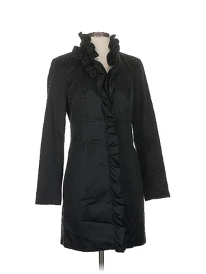 WHBM 女式夹克外套荷叶边正装黑色缎面外套,尺寸 02 — 第 1/3 张图片