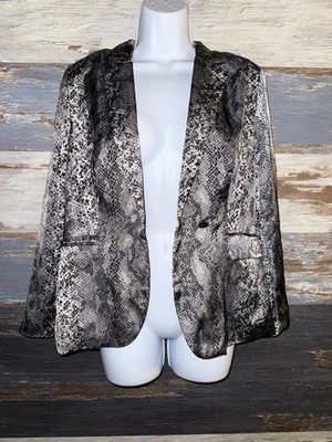 Chaqueta Blazer Dana Bachman Mujer Estampado Serpiente Pitón Sedosa Talla 6 Foto 1 de 4