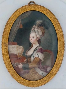 Exquisite Rare 18th Large Miniature Portrait Painting On Vellum. Royal Portrait - Picture 1 of 8