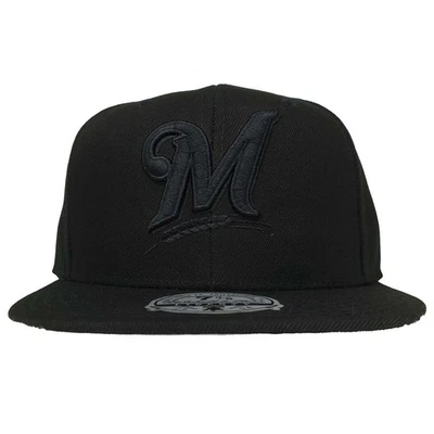 Milwaukee Brewers Mitchell & Ness MLB Fitted 7 3/8 Flatbill Cap Hat 3D Logo NWT - Image 1 of 4