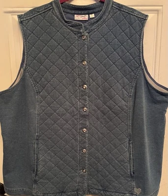 Dream Jeannes By Quacker Factory, Women’s Stretch Denim Quilted Vest, Size 3X - Image 1 of 4