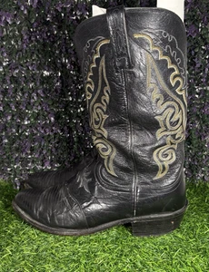 1883 Lucchese exotisch schwarz Teju Eidechse Herren Größe 11,5 EE Saddle Vamp Cowboystiefel - Bild 1 von 11