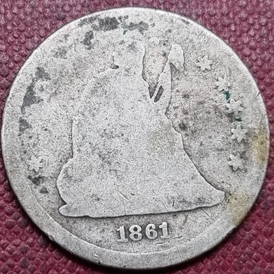 1861 Seated Liberty Quarter 25c Circulated #94405 - Image 1 of 2