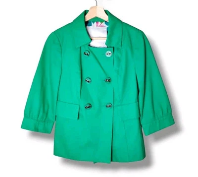 Beth Bowley Anthropologie Chaqueta Columpio Recortada Verde 6 Prendas Exteriores Preppy Otoño Foto 1 de 4
