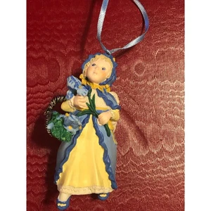 Vintage 1998 Hallmark Iris Engel blau gelb Kleid Korb Blumen - Bild 1 von 4