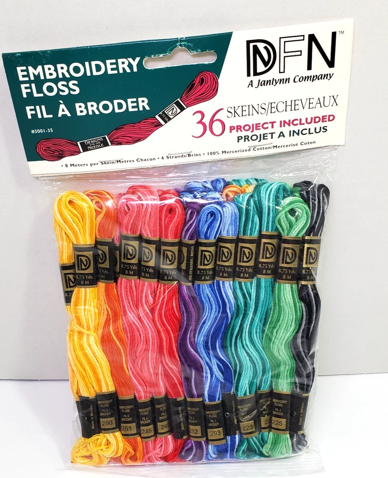 Janlynn DFN Embroidery Floss Pack of 36 Variegated Skeins Cotton 3001-35 NOS - Image 1 of 4