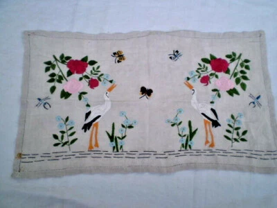 Vintage old FIGURAL hand-embroidered tapestry 100% Cotton  Multi-Color - Image 1 of 4