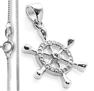 925 ECHT SILBER *** Anhänger Steuerrad 30 mm, Kette - Picture 1 of 6