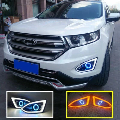 Proyector de luces antiniebla diurnas LED DRL para Ford Edge 2015-2018 + kit ojos de ángel Foto 1 de 4