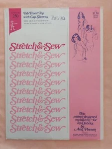 Stretch & Sew 250 Vintage Misses' Tab Front Top with Cap Sleeve Pattern Sz 28-44 - Picture 1 of 2