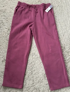 JUST BE Women's Plus Dark Pink Violet Fleece Wide Leg Sweatpants Size 1X NWT - Picture 1 of 6