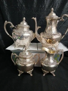 Juego de té grande con plato de plata Rogers Heritage - 4 piezas - Imagen 1 de 15