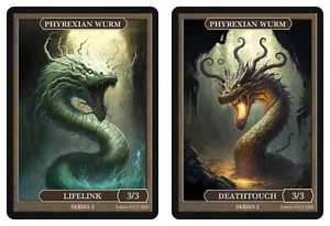 Wurm Tokens Lifelink & Deathtouch Givememana Tokens Series 2 Wurmcoil Engine - Picture 1 of 4