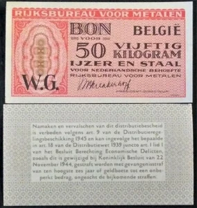 België bon 50 kilogram ijzer en staal rijksbureau voor metalen voor Nederland - Bild 1 von 1
