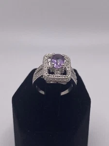 Natural Oval 1.21 ct Amethyst Ring Size 7.5 - Picture 1 of 7