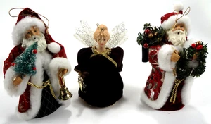 Christmas Holiday Xmas Santa Ornaments 6" & Fiber Optic Angel 5.5" Lot - Picture 1 of 6