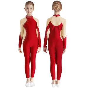 Kids Girls Leotard Active Jumpsuit Stage Bodysuit Splice Rompers Sports Unitard - Picture 1 of 61