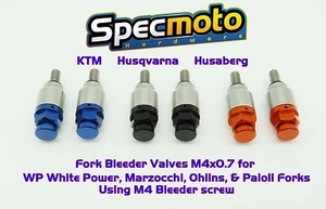 USA SHIPPED M4 FORK AIR BLEEDERS WP MARZOCCHI WHITE POWER CNC BLUE BLACK ORANGE - Picture 1 of 4