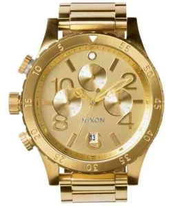 NEW Authentic Nixon 48-20 Chrono All Gold Dial Men's Designer Watch A486-502 - Picture 1 of 4