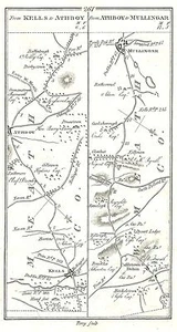 Antique map, Taylor & Skinner, Roads from Kells to Mullingar .., Dundalk to etc - Picture 1 of 2